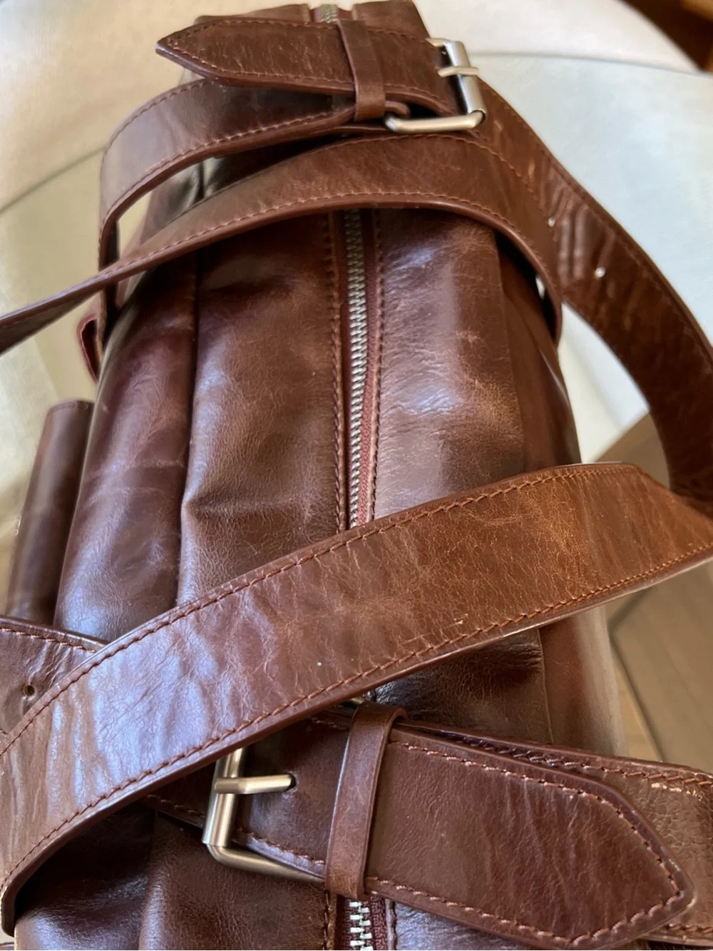Men's Brown Leather Travel Duffel Bag Latico 11 x 13